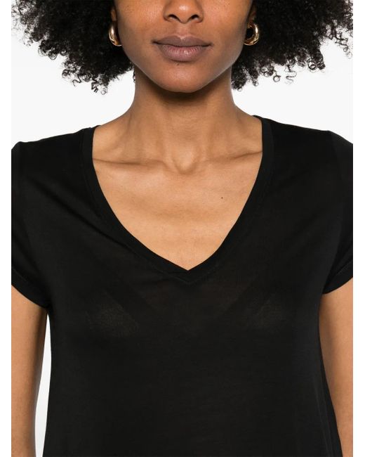 Camiseta con cuello en V Majestic Filatures de color Black