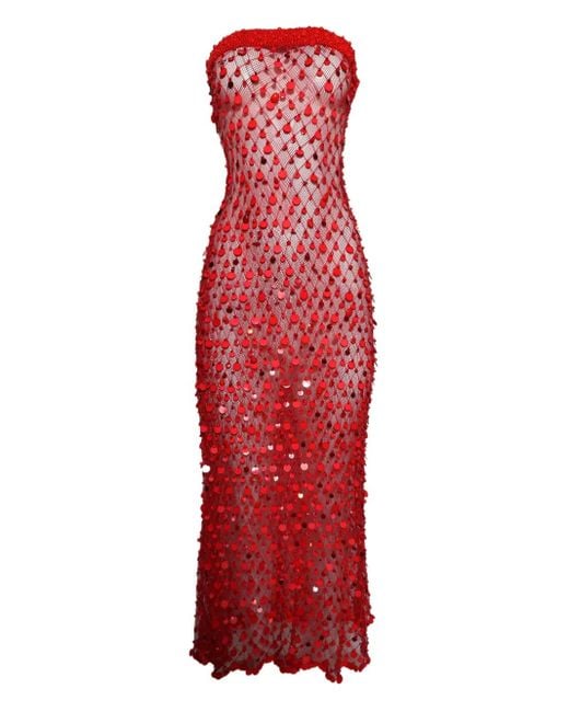 Abito Midi Con Paillettes di Roberta Einer in Red