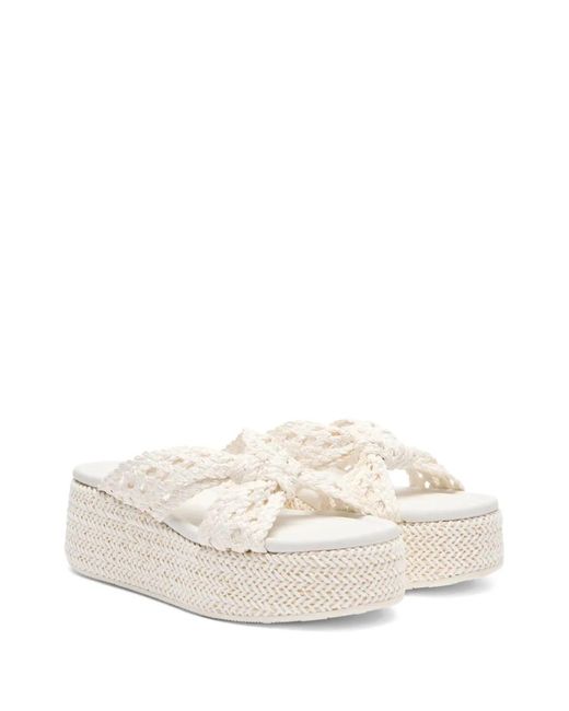 Casadei Natural Zeppa Damier Mules