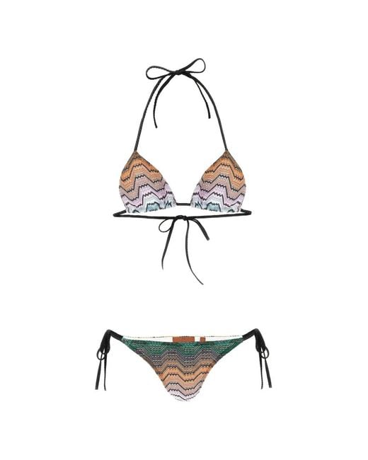 Missoni White Greek-Motif Lamé Bikini
