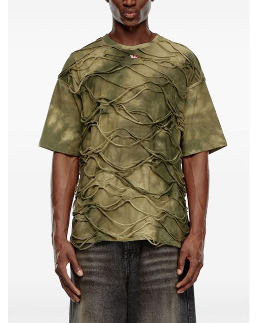 DIESEL Green T-boxket Textured Tie-dye T-shirt for men