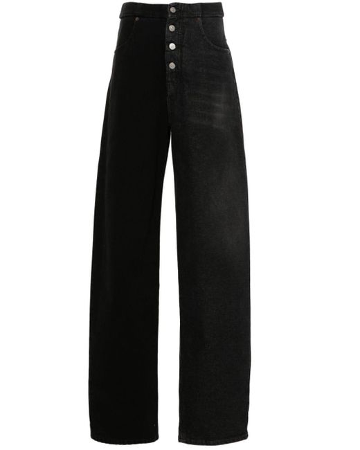 MM6 by Maison Martin Margiela Black Weite Half & Half Jeans