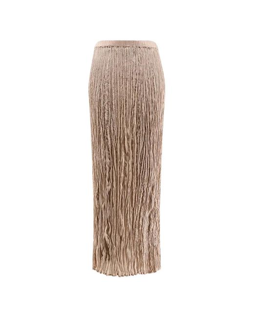 Alysi Natural Elasticated Wrinkled Midi Skirt