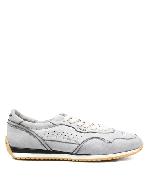 LEMARGO White Perforated Suede-Leather Sneakers