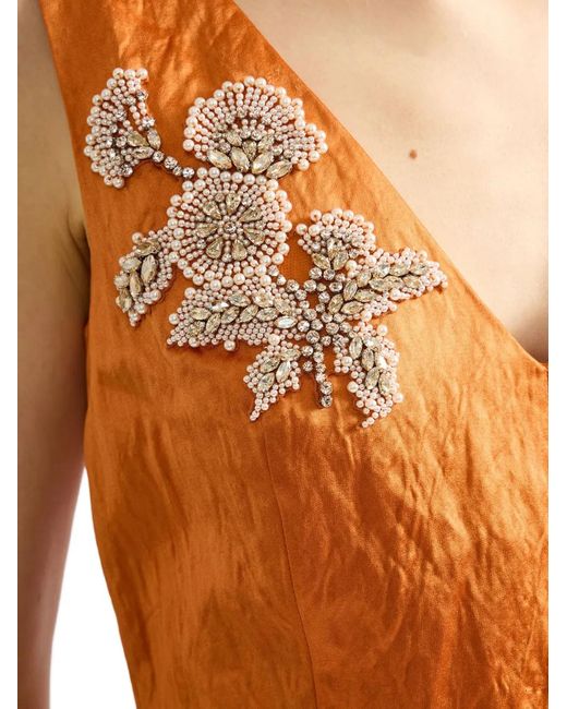 Erdem Orange V-Neck Maxi Dress