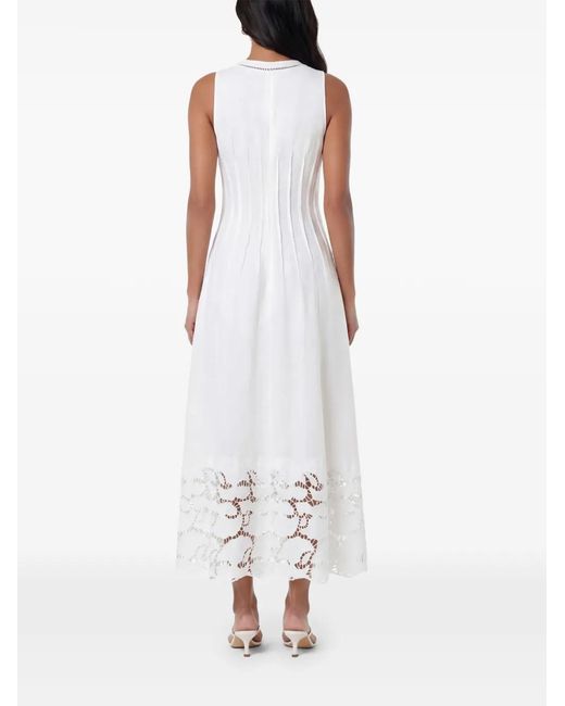 Nicholas White Robe Mi-Longue Stina À Broderies