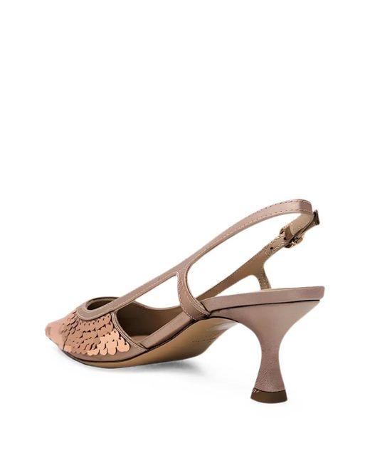 Roberto Festa Natural Sequin-Embellished Slingback Pumps