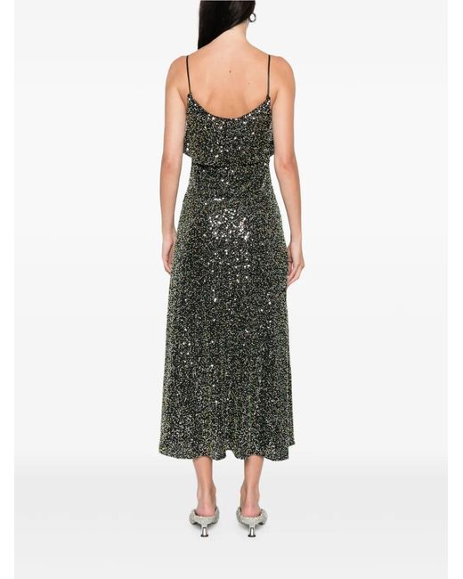 Rabanne Green Robe Mi-Longue À Sequins