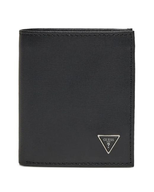 Guess Black Mito Logo-Plaque Wallet for men