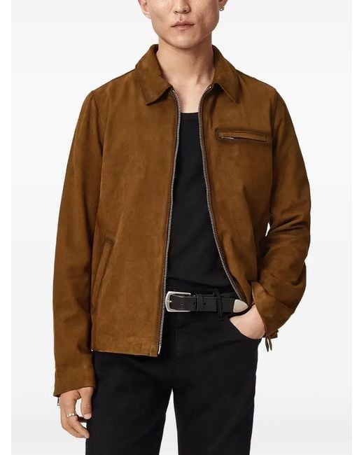 AllSaints Brown Ashwood Zip-Up Jacket for men
