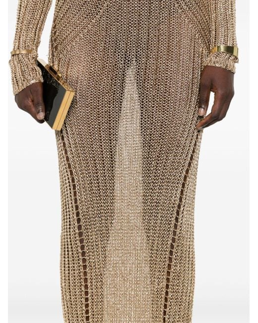 Tom Ford Natural Open-back Knitted Maxi Dress