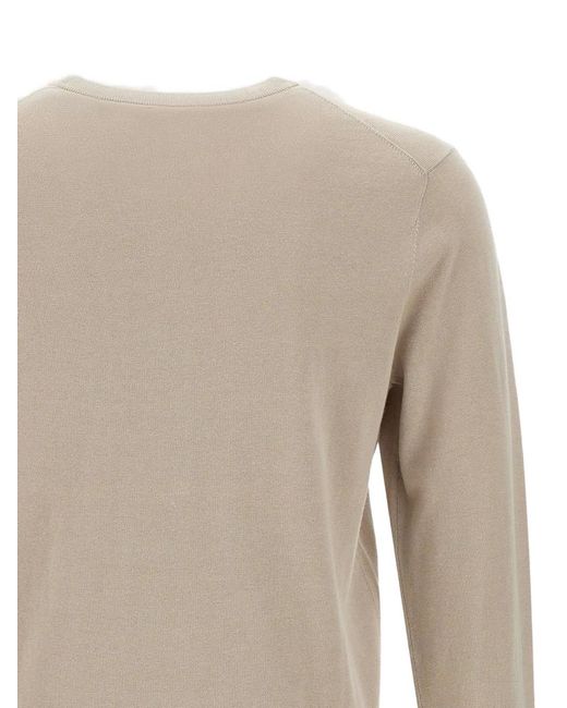 Sun 68 White Crew Neck Logo-Embroidered Sweater for men