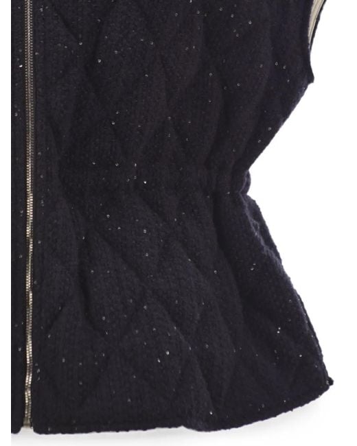 Fabiana Filippi Blue Sequin-Embellished Quilted Gilet