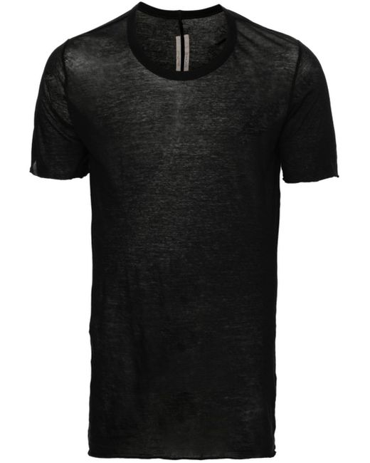 Rick Owens Black Raw-cut Cotton T-shirt for men