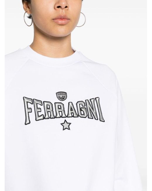 Chiara Ferragni White Sweatshirt mit Logo-Stickerei