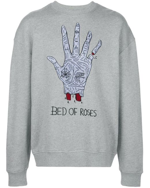 Haculla Gray Bed Of Roses Jersey Sweatshirt for men
