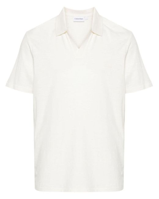 Polo con detalle de logo Calvin Klein de hombre de color White