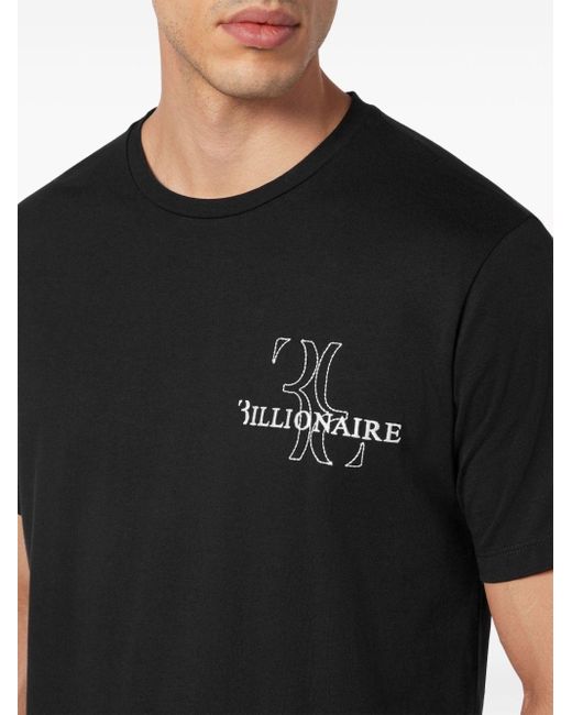 Billionaire Katoenen T-shirt Met Geborduurd Logo in het Black voor heren