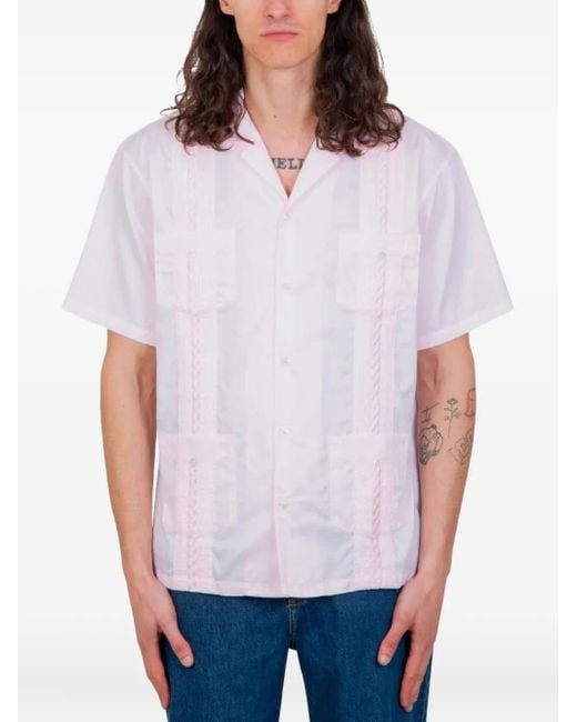 Drole de Monsieur White Braided-Panel Short-Sleeve Shirt for men