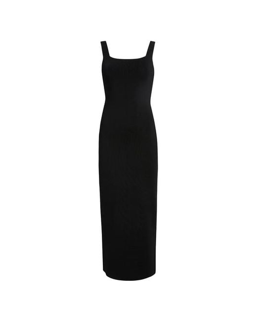 Khaite Black Dixi Square-Neck Midi Dress