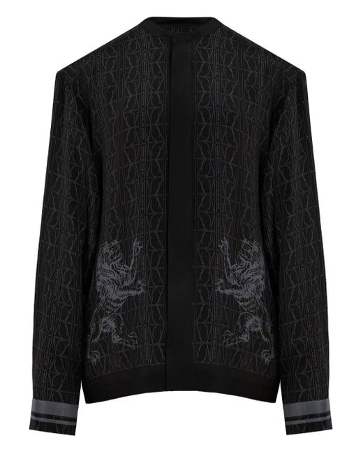 Domaine Des Artistes Black Lion-Embellished Patterned Shirt for men