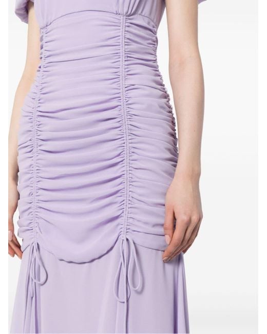 De La Vali Purple Amandine Ruched Maxi Dress
