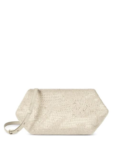 Brunello Cucinelli Natural Dazzling Water Lillies Knit Pouch Bag