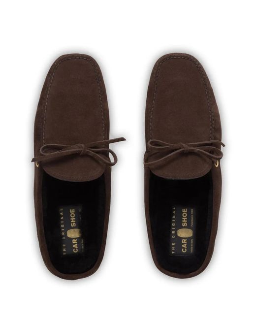 Car Shoe Brown Lace-Up Suede Slippers for men