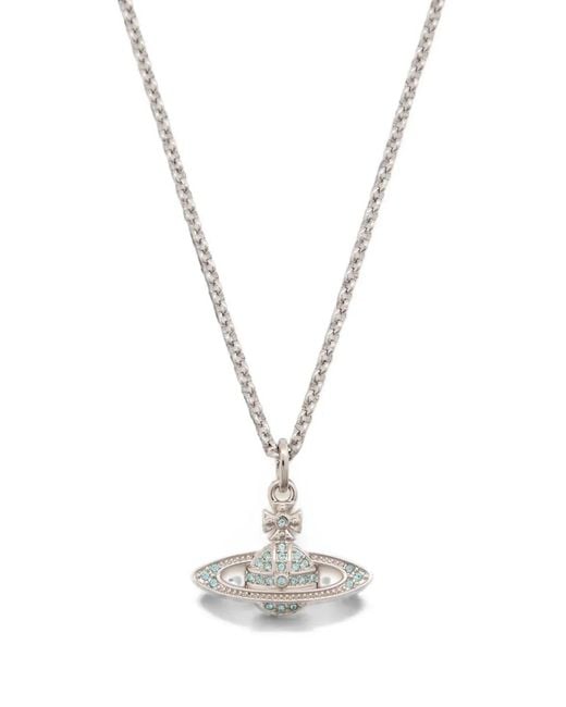 Vivienne Westwood White Mini Bas Relief Pendant Crystal-Embellished Necklace