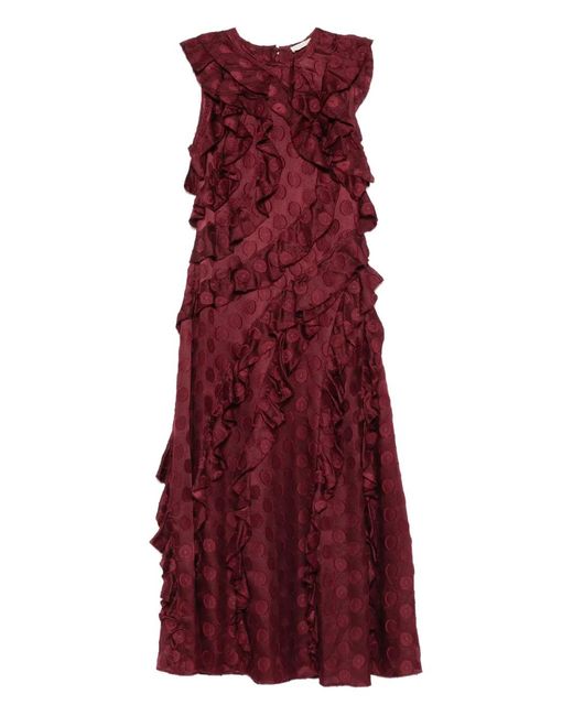 Ulla Johnson Red Kavita Cascading Ruffled Midi Dress
