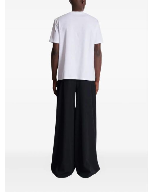 Balmain White Short-Sleeved T-Shirt With Flocked College Print for men
