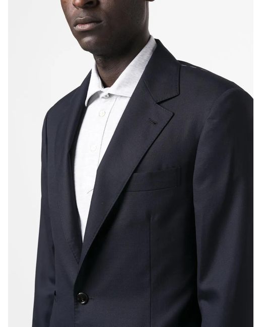 Brunello Cucinelli Blue Notched-Lapels Single Breasted Suit for men