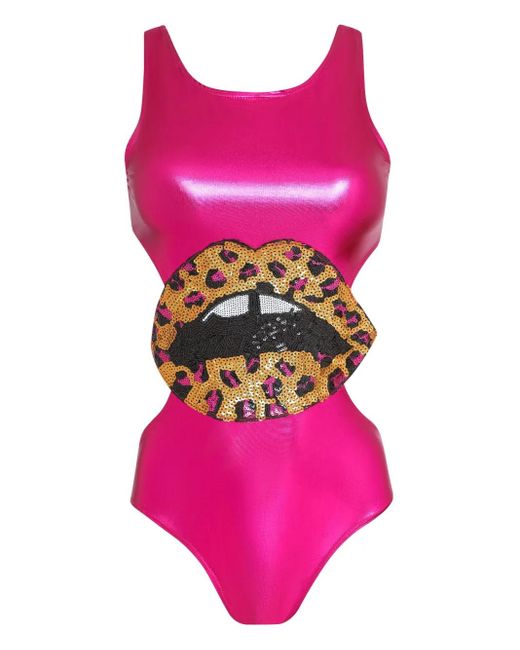 Brigitte Bardot Labios Carnaval/festival ボディスーツ Pink