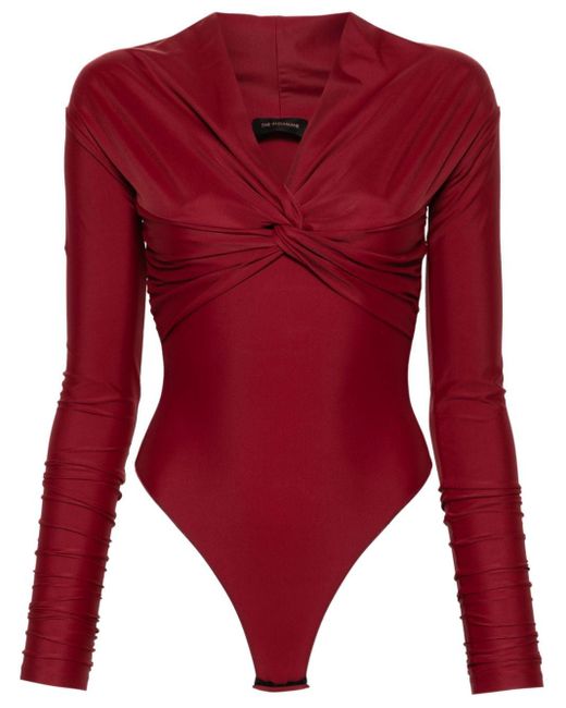ANDAMANE Red Kendall Off-shoulder Bodysuit