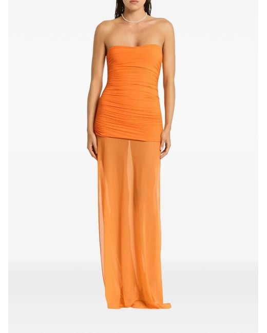 BOUND Orange Arlo Ruched-Detail Maxi Dress