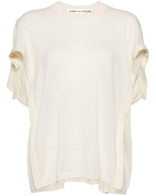 Comme des Garçons White Layered Wool Knitted Top