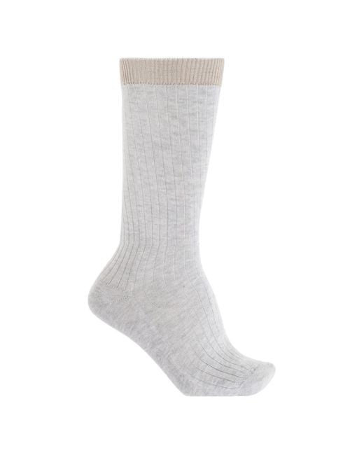 Eleventy White Chaussettes En Maille Nervurée for men