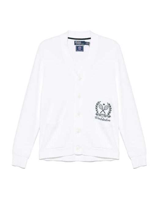 Polo Ralph Lauren White Wimbledon Cardigan for men