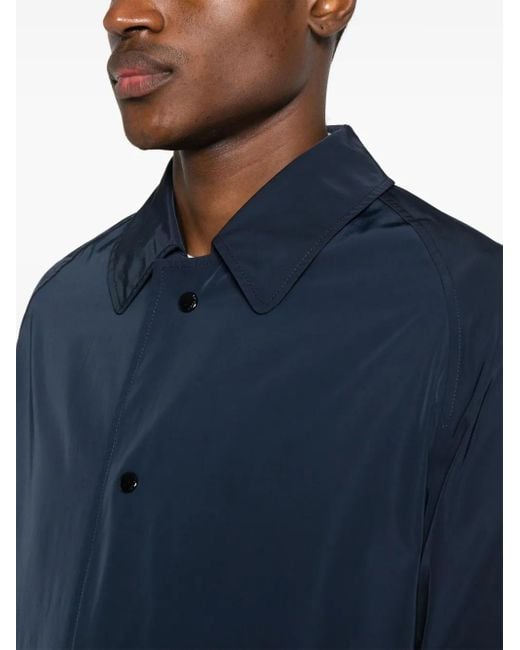 Fursac Blue Stud-Fastening Cotton Raincoat for men