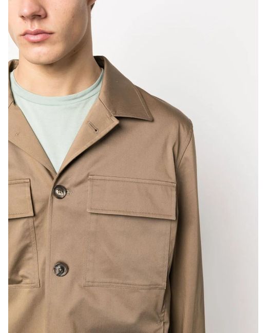 Lardini Brown Long-Sleeve Stretch-Cotton Shirt for men