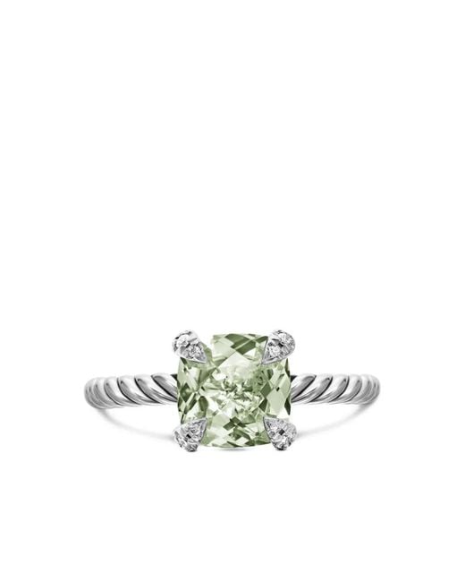 David Yurman Green Sterling Chatelaine Prasiolite And Diamond Ring (8Mm)