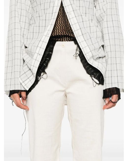 Our Legacy White Biker High-Waist Straight Trousers