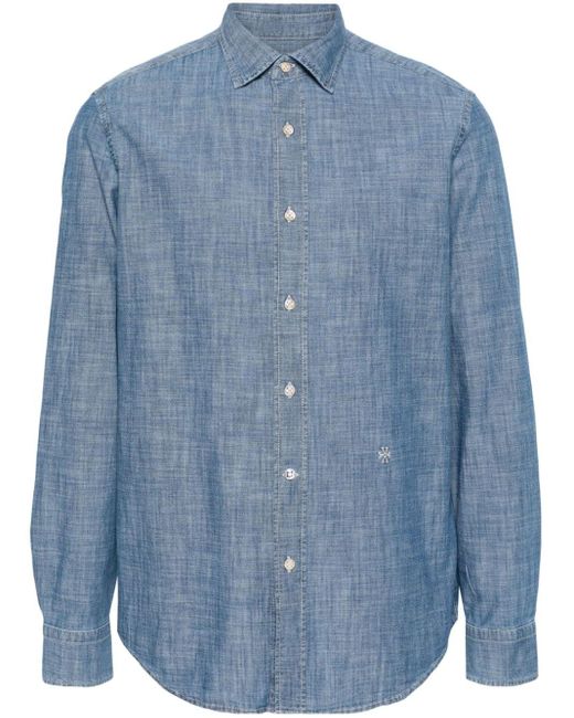 Jacob Cohen Denim Overhemd Met Geborduurd Logo in het Blue voor heren