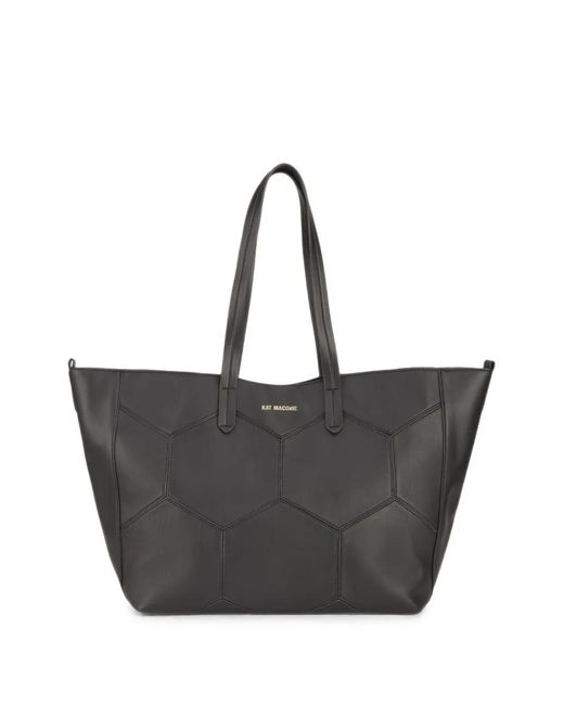 Kat Maconie Black Medium Charlotte Geometric-Stitched Tote Bag