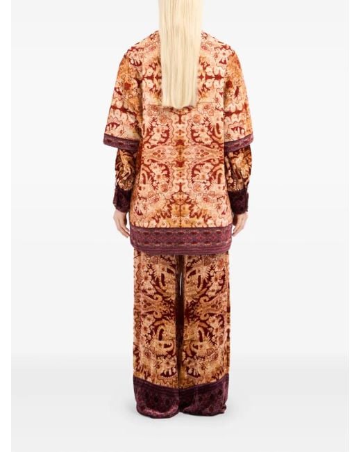 Pierre Louis Mascia Orange Floral-Patterned Short-Sleeved Coat