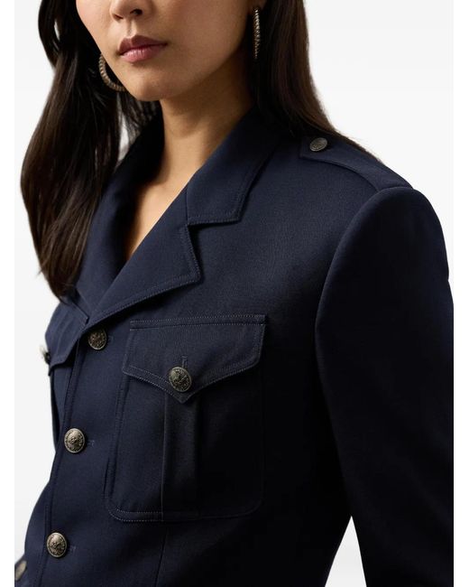 Ralph Lauren Blue Anabeth Buttoned Flap Jacket