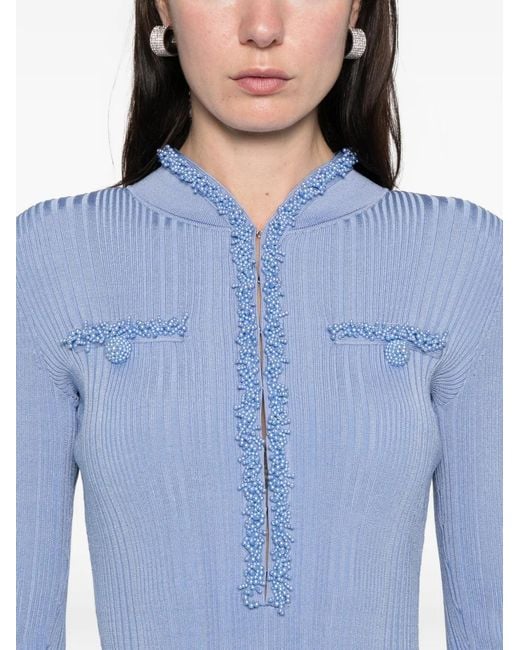 Self-Portrait Mini-Jurk Met Parel Afwerking in het Blue