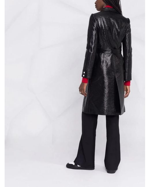 Courreges Black Logo-Appliqué Vinyl Trench Coat