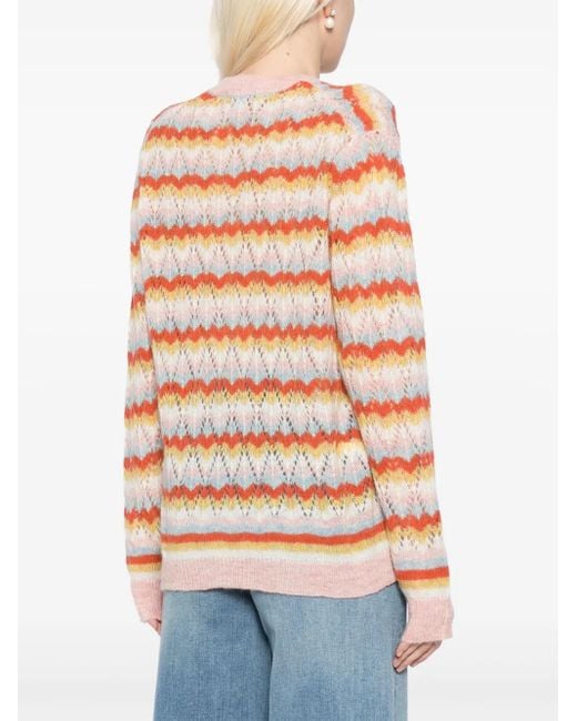 Maison Kitsuné Gestreepte Trui Met Kant in het Natural