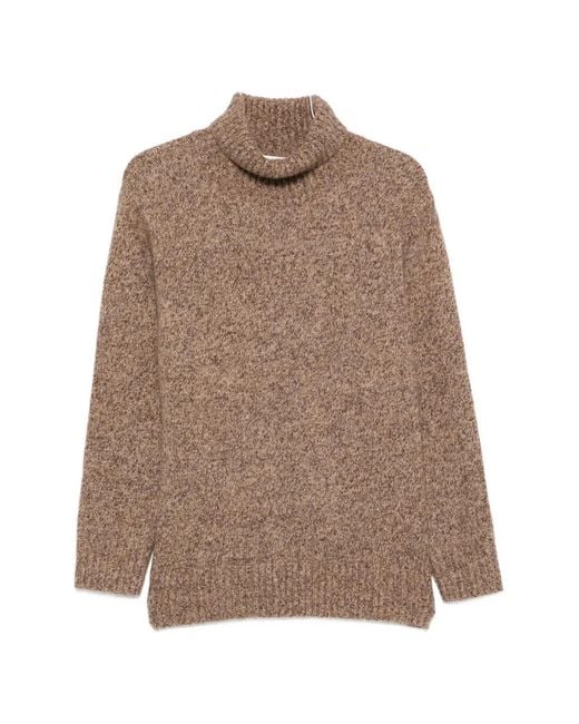 Soft Goat Brown Marled Turtleneck Sweater